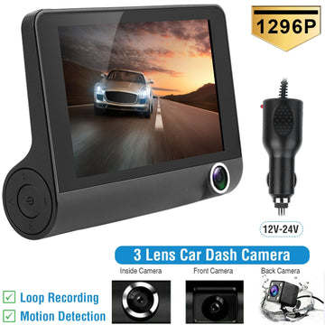 Car DVR Dash Camera 4In 3 Lens Vehicle